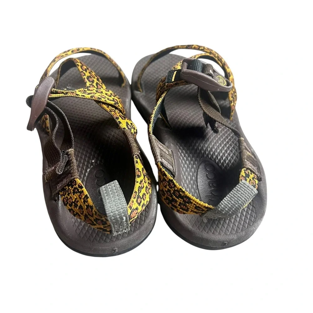 Chaco Kids Z1 EcoTread Leopard Print Sandals Brown Yellow J180200 Size 3